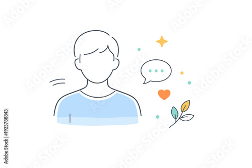 Abstract Human Presence. Soft focus human presence. Person partially visible, softly faded edges, minimal facial details. Gentle anonymity, peaceful presence,