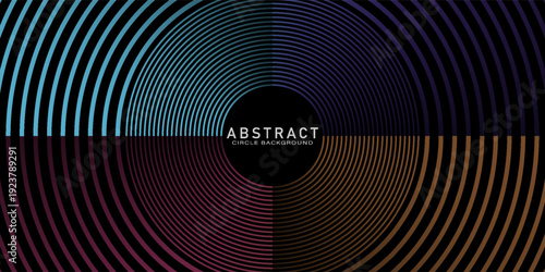 3D colorful lines techno abstract background on dark space with glowing circles effect decoration. Modern graphic design element stripes style concept for web, art, flyer, card, or brochure cover