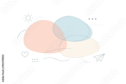 Pastel abstract background. Soft overlapping shapes in muted pastel tones forming a calm visual rhythm. Peaceful, modern texture with a