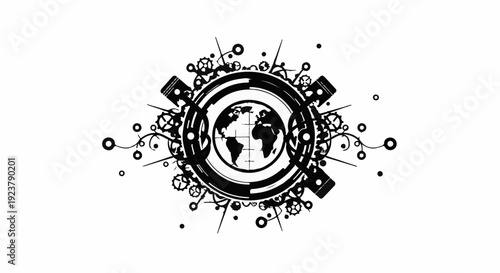 Intricate clockwork globe design symbolizing global connection and technology.