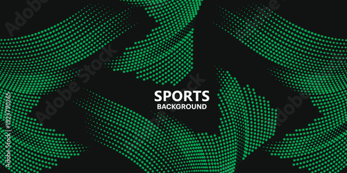 Abstract colored background with futuristic wave dots. Modern green vector background with dynamic motion waves. Sports poster vector background template. EPS 10