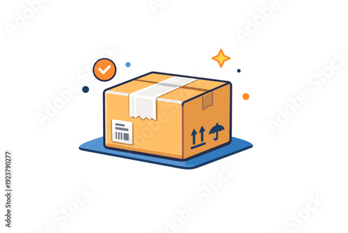 Reliable Shipping Parcel. Sealed parcel resting at the center of a simple surface, tightly closed with clear tape and expressing safety, reliability and