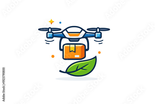 Drone-based deliveries focused on sustainable logistics with reduced road traffic and emissions. A clean visual metaphor combining a delivery