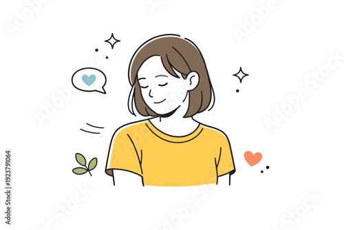 Natural unposed smiles. A person pausing briefly, lips curved into a soft smile without eye contact. A fleeting candid moment of calm positivity. Minimalist