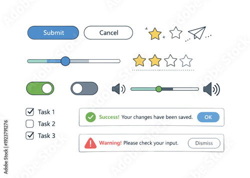 clean infographic elementsFlat icons and UI-style visuals. A clean editorial scene with simple interface elements like buttons, sliders,