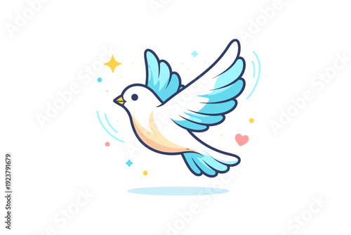 Birds a single bird in mid flight with wings spread and soft air lines, expressing lightness, movement, and a sense of openness. Minimalist flat vector