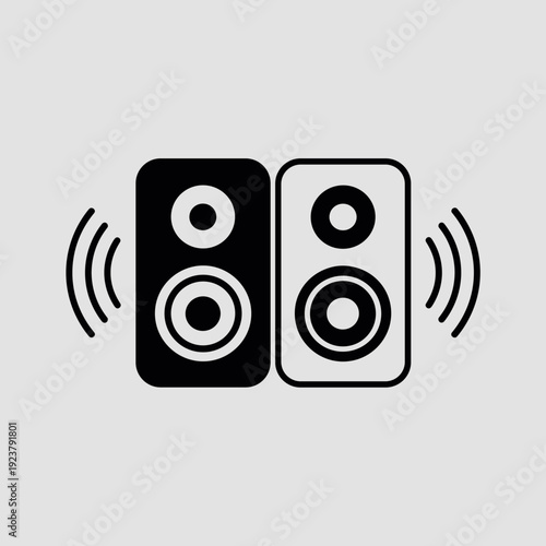 Stereo Speaker Icon Sound System Audio Vector Illustration