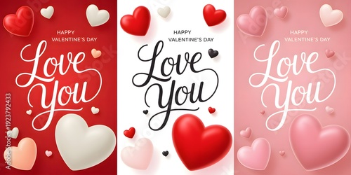 A colorful Valentine's Day card with hearts and love messages