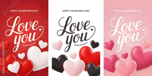 A Valentine's Day card with hearts and love messages