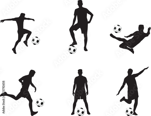 A set of player and football silhouette