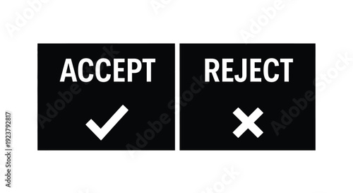 Accept versus reject contrasting choices presented in a stark silhouette