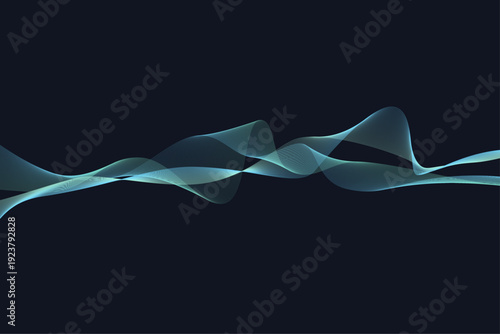 抽象背景 サイバーな光のウェーブライン 濃紺のグラデーション