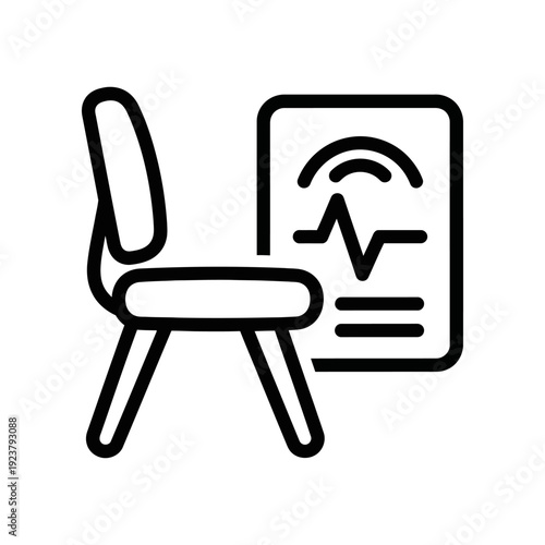 Clean and modern vector illustration of a minimalist chair next to a WiFi signal icon, perfect for technology, connectivity, and internet concepts.