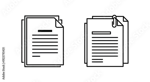 Two stacks of papers with clips a minimalist black silhouette