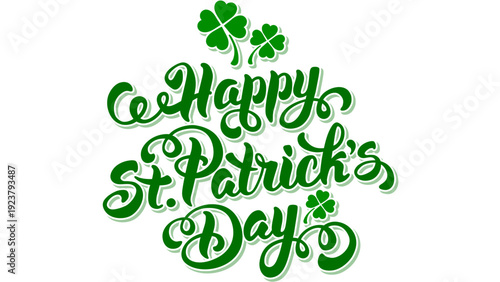 Celebrating St. Patrick's Day with green typography and shamrock decorations in a festive illustration