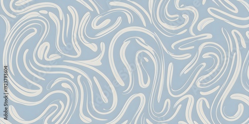 A light blue background with swirling white abstract lines and patterns