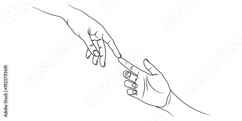 A sketch of two hands reaching out to each other in support