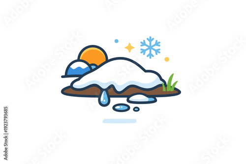 Watching snow melt outdoors presenting a peaceful pause within everyday life as winter fades. A soft visual metaphor of calm observation,