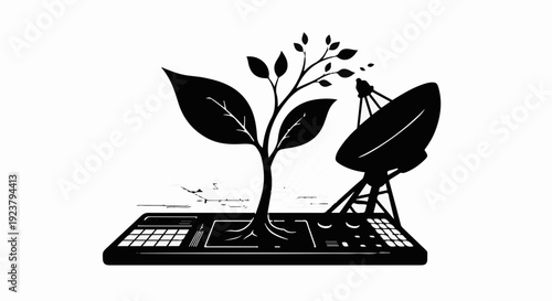 Technology and nature merge, symbolizing growth and innovation