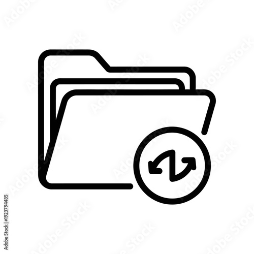 Minimalist black line art email icon with circular refresh arrow, ideal for digital communication, updates, and tech-related designs.