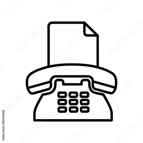 Clean and simple black line art of a classic rotary telephone, perfect for communication, retro, and business design projects.