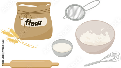 vector set of baking ingredients