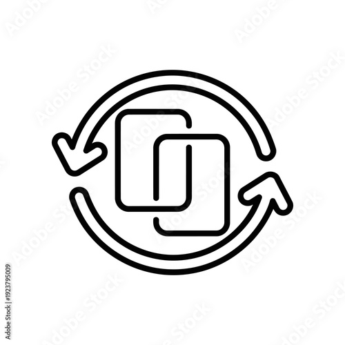 Minimalist black and white circular refresh arrow icon, perfect for web design, apps, and digital interfaces with clean and modern aesthetic.