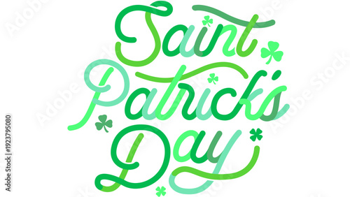 Saint Patrick's Day celebration illustration with festive green typography and shamrocks