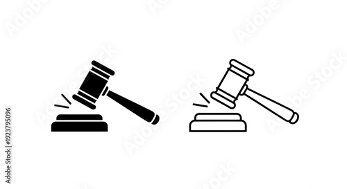 Labor day gavel icons set, justice symbols, workday concept design Vector