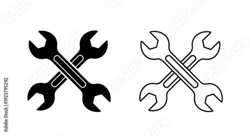 Labor day wrench icon set, two wrenches crossed, industrial symbol, tool illustration Vector