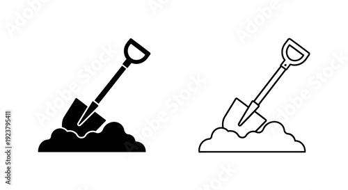 Labor day shovel icon set for adobe stock Vector