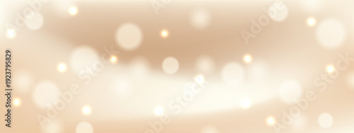 Soft, elegant beige background with a dreamy bokeh effect with shimmering light circles and warm glowing sparks