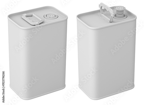 Clay render of olive oil can 5L on white background - 3D illustration
