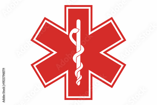 Star of life emblem with a caduceus symbol in the center