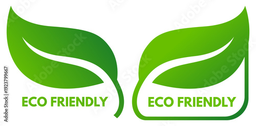 Eco friendly green leaf badge environmental product label vector