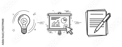 Creative ideas and business presentation with analytics and documentation