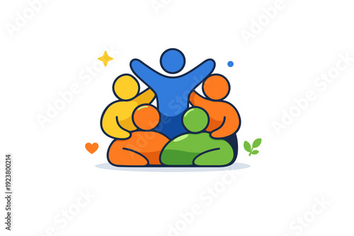 Balanced Team Unity. Team spirit abstract human shapes arranged in balance, expressing inclusion, harmony, and a sense of belonging within a group. Minimalist