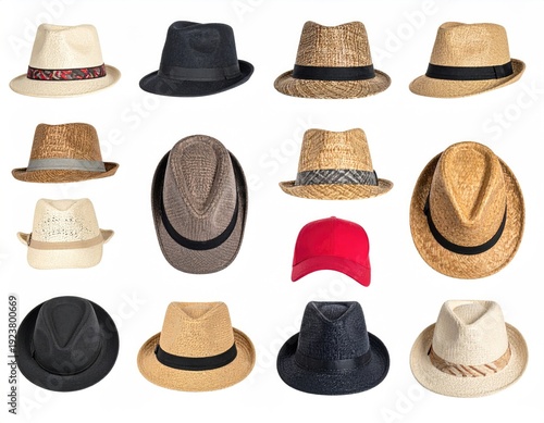 Wallpaper Mural Various hats lined up on a white background Torontodigital.ca