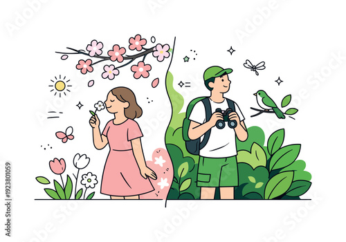 Springtime joy and outdoor adventure with nature exploration