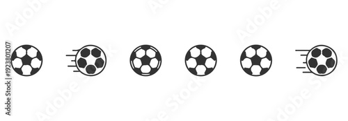 Set of monochrome soccer balls. Football or soccer related. Collection symbol of football