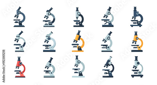 A Collection of Colorful Vector Microscopic Equipment for Scientific Research and Studies