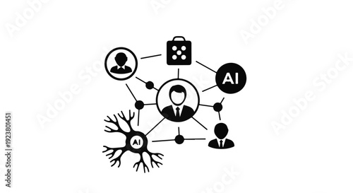 Artificial intelligence network concept with human connections