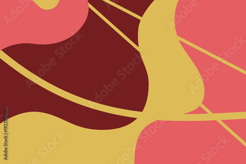 Abstract Modern Background with Organic Shapes in Red and Yellow, Minimalist Vector Design