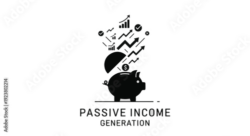 Passive income generation concept with piggy bank