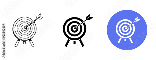 Target icon evolution: sketch, outline, and blue background variants
