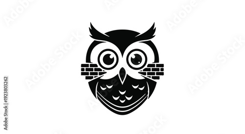 owl face with brick wall illustration