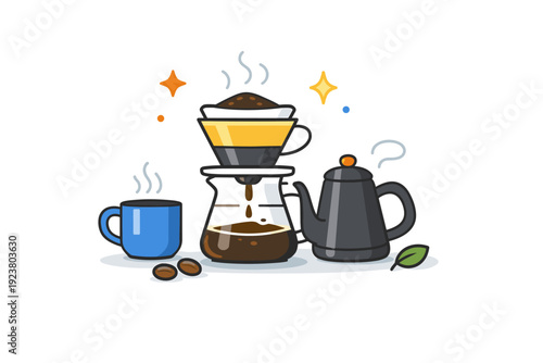 Drip coffee morning ritual quiet brewing moment with gentle motion cues and soft details, evoking focus, calm and a mindful coffee break.