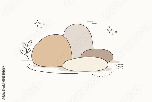 Stone-inspired neutral texture. A quiet abstract field with soft mineral shapes and subtle paper-grain effect. Warm restrained atmosphere suitable for premium