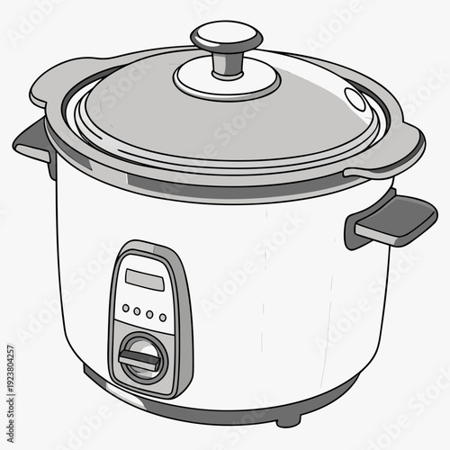 Slow cooker with lid and control panel crock pot kitchen appliance