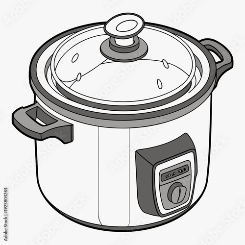 Stainless steel pressure cooker with digital display and handles